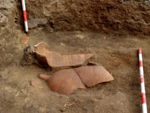 Ánforas romanas atopadas nas escavacións de Santa Tegra / equipo investigador