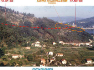 Situación do castro de Montealegre, afectado pola futura autovía do Morrazo