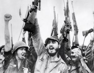 Fidel Cstro no momento do triunfo da revolución cubana