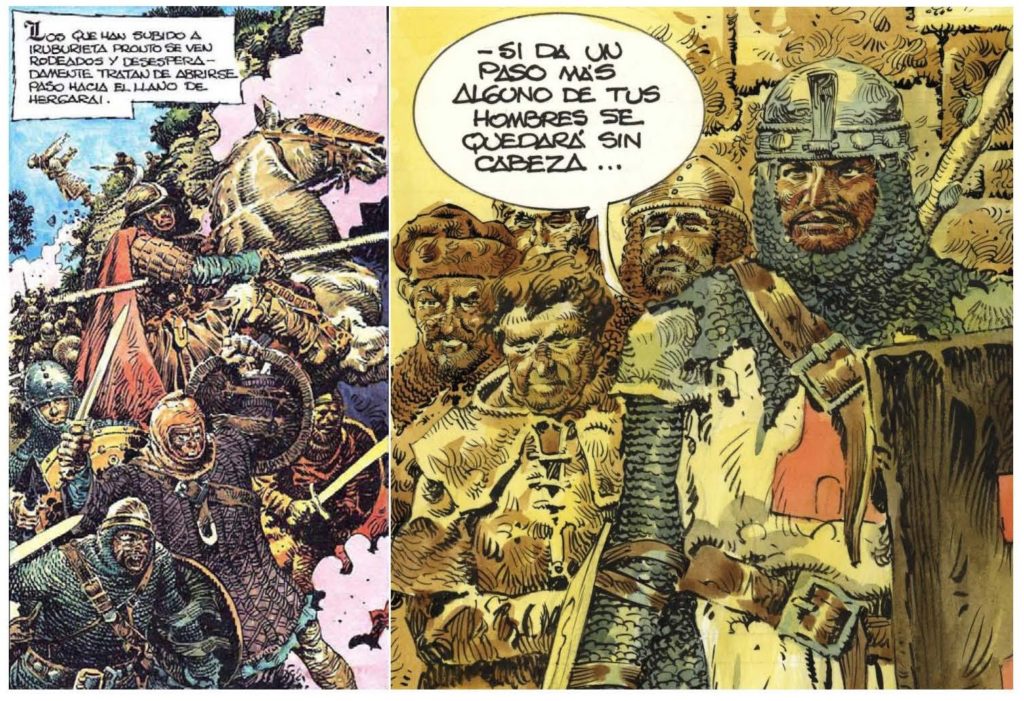 Viñetas do libro de BD sobre a época medieval e o Cid, Roncesvalles