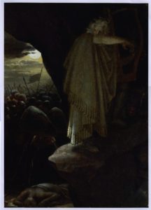O bardo. 1806. Anne-Louis Girodet de Roussy-Trioson. Técnica: Óleo sobre táboa. Medidas: 34,6 cm x 25,1 cm. Sala da Lexión de Honra, Museo de Belas Artes de San Francisco. 